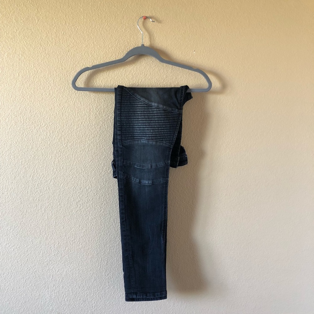 H&M signature black washed biker denim